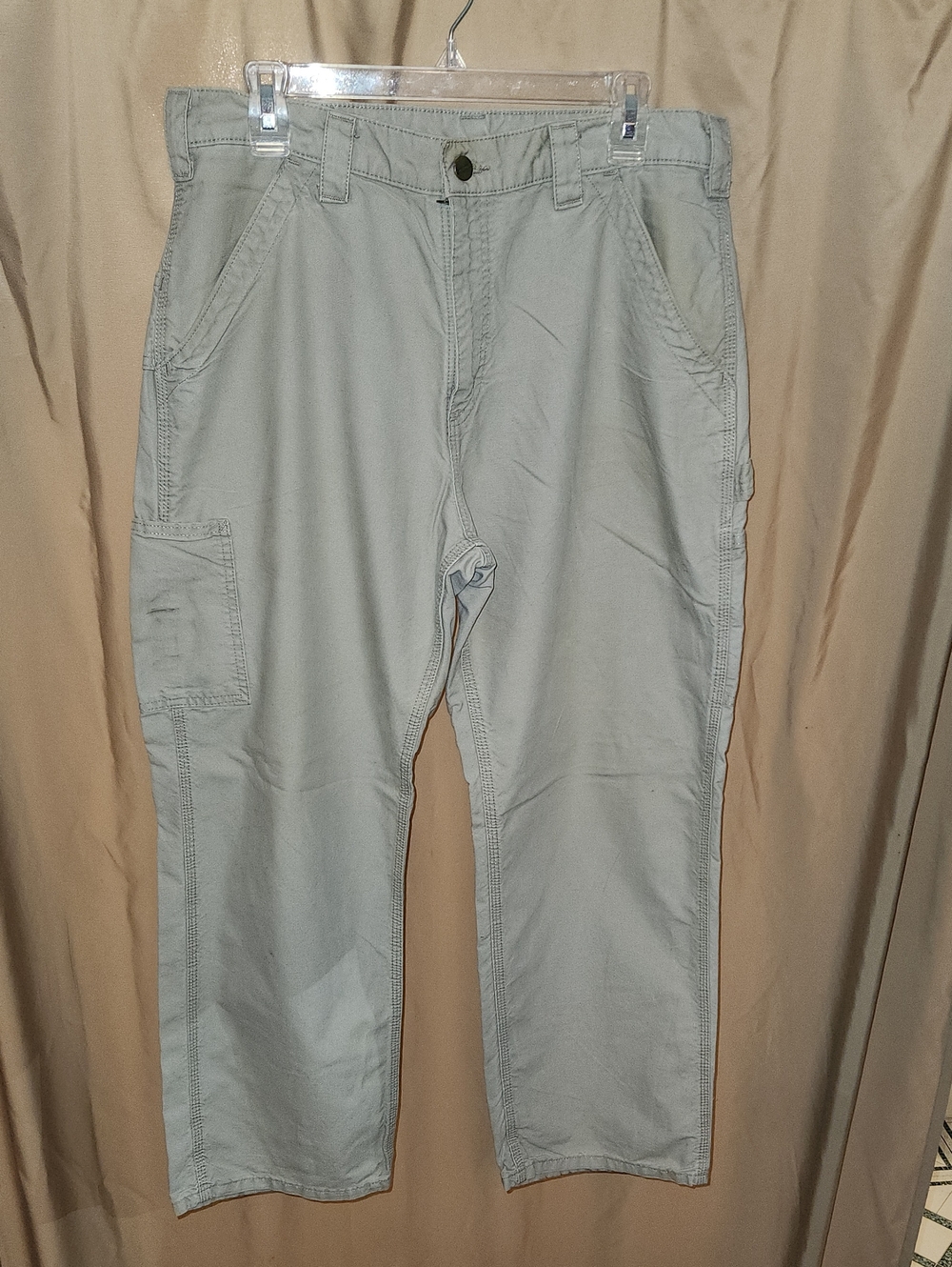 Carhartt 100% Cotton cream/khaki Men's Classic Utility Work Pants Sz 33 x 28 - Picture 3 of 13